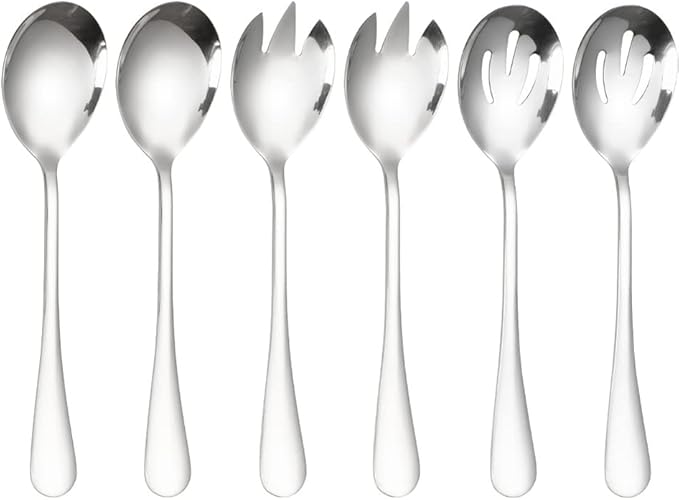Salad Servers Stainless Steel Salad Serving Set Salad Spoon and Fork Set Kitchen Cooking Utensil