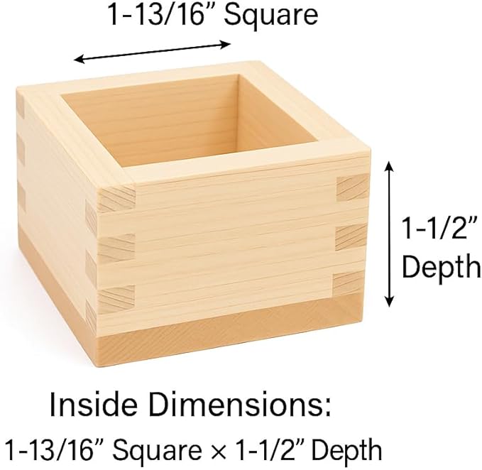 JapanBargain 3323x2, Wooden Sake Cups Masu Japanese Hinoki Wood Saki Cup Box Made in Japan, Plain