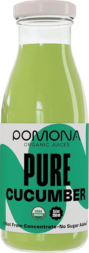 Pomona Organic Juices Pure Cucumber Juice, 8.4 Ounce Bottle (Pack of 12), Cold Pressed Organic