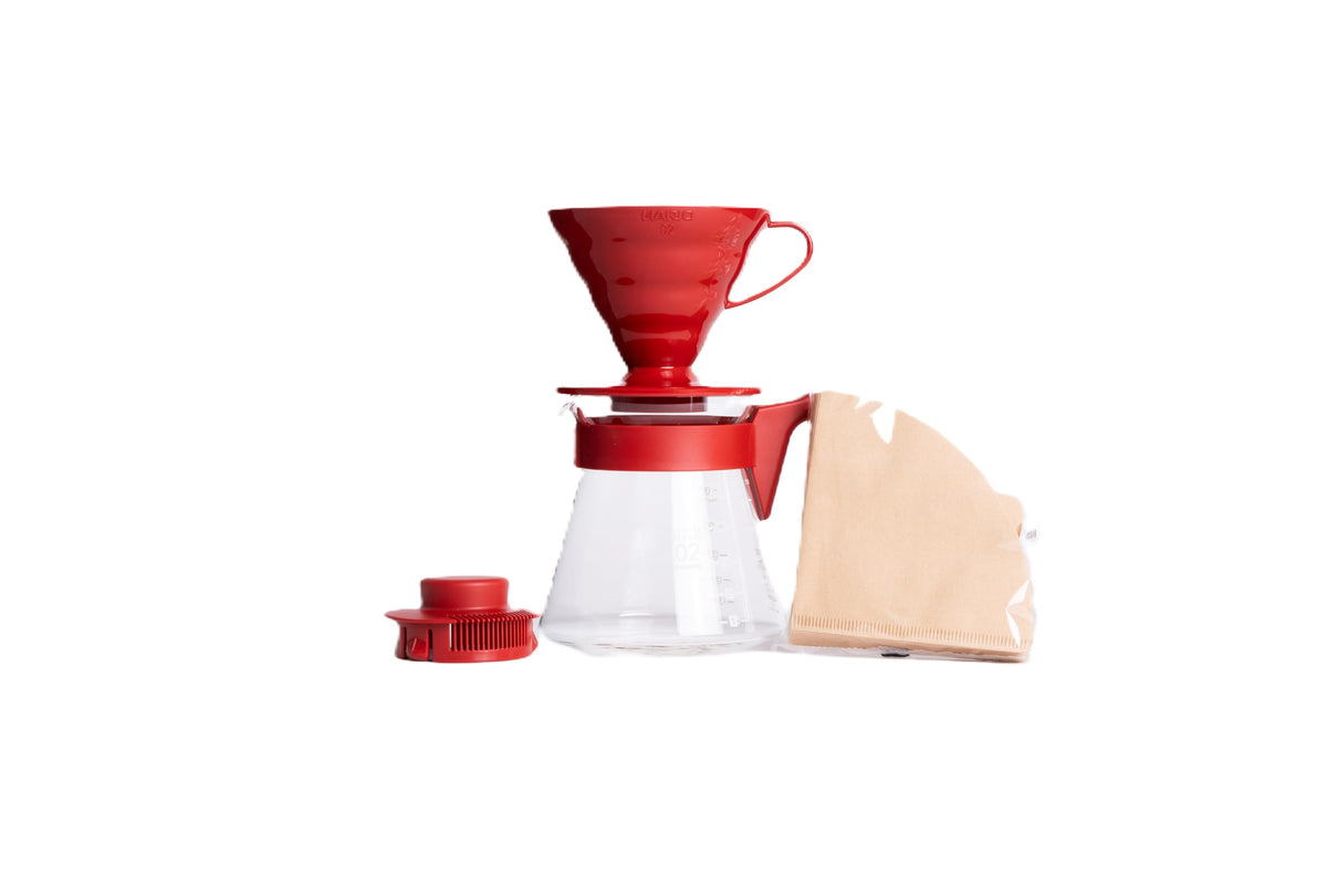 Hario V60 Pour-Over Coffee Starter Set, Size 02, Red