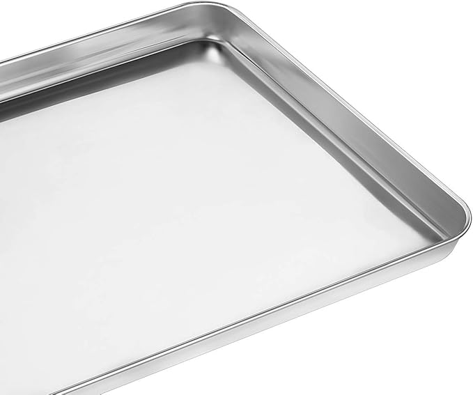 Wildone Baking Sheet Set of 2 - Stainless Steel Cookie Sheet Baking Pan, Size 16 x 12 x 1 inch, Non
