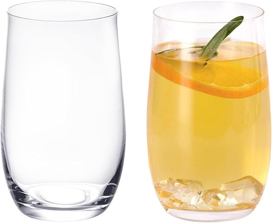KAMMAK Drinking Glasses Set of 2, 15oz Crystal Water Glasses, Everyday Tall Glass Cups, Highball