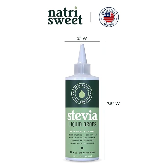 Natrisweet Liquid Stevia Drops, 8oz 2pack, Pure Sweetener from Stevia Extract, Plant-Based Sugar