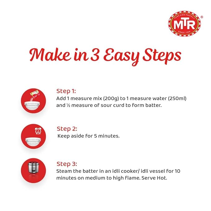 MTR Instant Rice Idli Mix - Ready to Cook Authentic Indian Breakfast, Lunch, Dinner or Snack Meal
