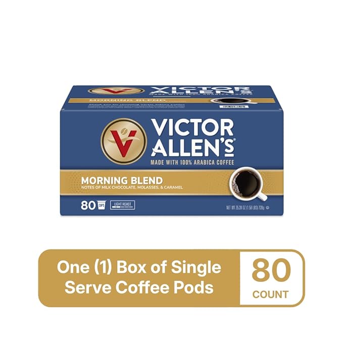 Victor Allen's Coffee Morning Blend, Light Roast, 80 Count, Single Serve Coffee Pods for Keurig