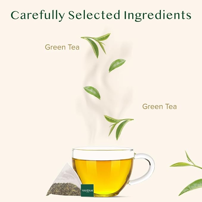 VAHDAM, Himalayan Green Tea (30 Count) High Grown, Non GMO, Gluten Free, Med Caffeine | Earthy &