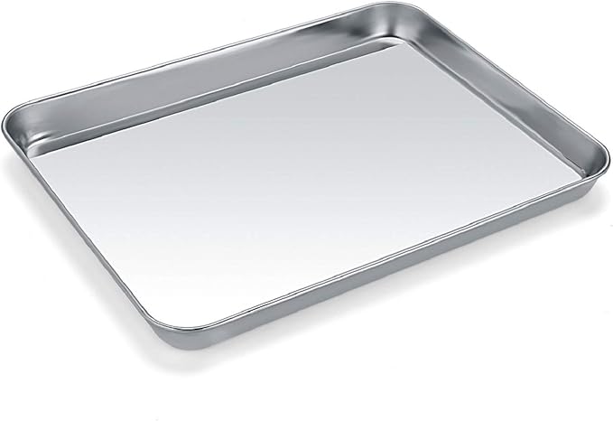 Baking Sheet, Stainless Steel Cookie Sheet Baking Pan Tray for Toaster Oven Size 9 x 7 x 1 Inch
