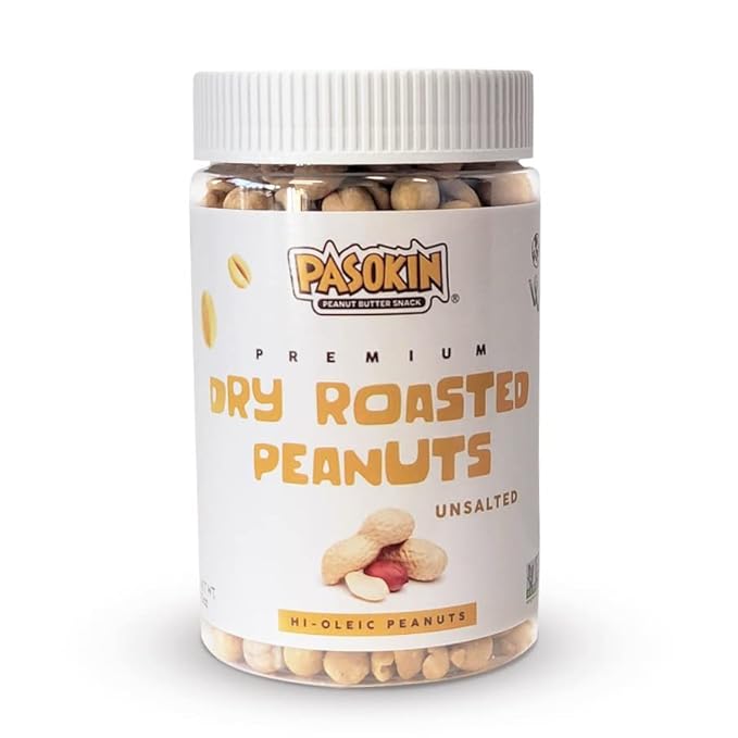 Pasokin Premium Dry Roasted Jumbo Peanuts, Unsalted, NON GMO Verified, Kosher, Keto Friendly, High