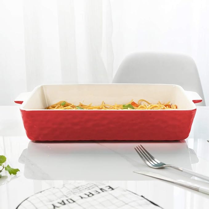 4 QT Baking Dish, Casserole Dishes for Oven, 9x13 Baking Pan with Handles, Lasagna Pan Deep