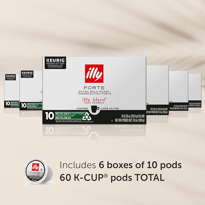 Illy Coffee K Cups - Pods For Keurig Machines – Forte Dark Roast – Toasted Bread & Dark Chocolate