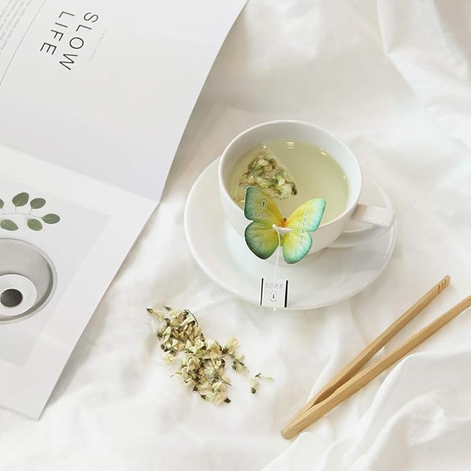 KKOKDAM Korean Tea Gift Set Sampler – 3 Flavor Pink Butterfly Tea Bag Sampler – Elegant Box for Tea