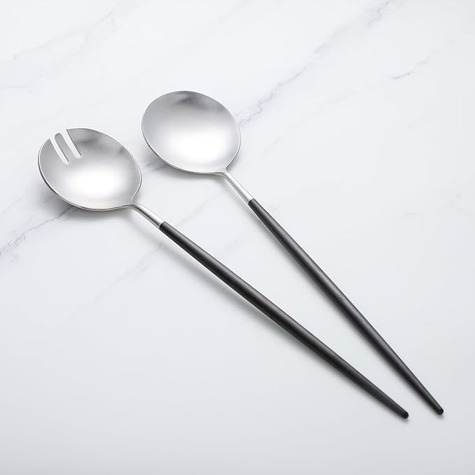 Salad Servers,Spoon and Fork Set 11.41 inch,18/10 Stainless Steel Salad Serving Titanium Plating