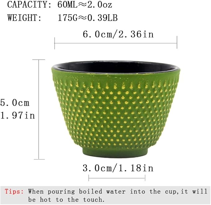 Japanese Cast Iron Tea Cups, Small and Heavy Teacups with no Handles, Japanese Style Cup for