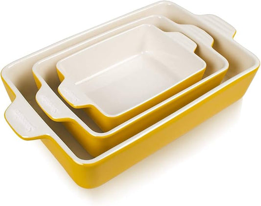 Sweejar Ceramic Bakeware Set, Rectangular Baking Dish for Oven Lasagna Pans for Cooking, Kitchen