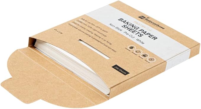 Restaurantware Pastry Tek 4 x 4 Inch Parchment Paper Sheets 200 Greaseproof Baking Sheets For Oven - Pre-cut Double-Sided Silicone Coating White Paper Nonstick Baking Sheets Reusable