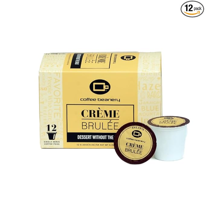 Crème Brulee Coffee Pods by Coffee Beanery | 12ct Medium Roast Arbica Coffee