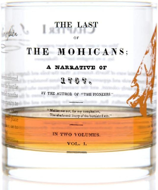 Well Told Classic Literature Rocks Glass - The Last of the Mohicans by James Fenimore Cooper - Old