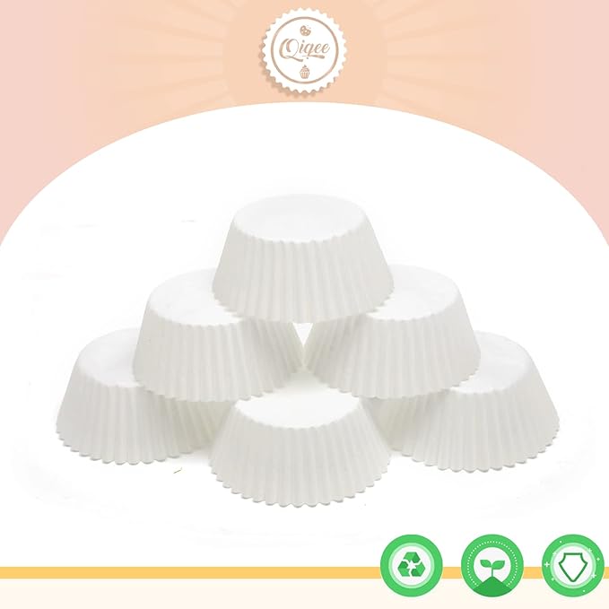 qiqee 600 Count Large Size Cupcake Liners White Muffin Liners Food Grade Jumbo Baking Cups Paper No