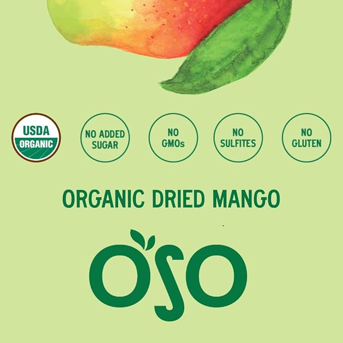 Oso Snacks Organic Dried Mango Slices. Premium Quality, Large Round Halves!| 5LB Bulk Bag| No Sugar