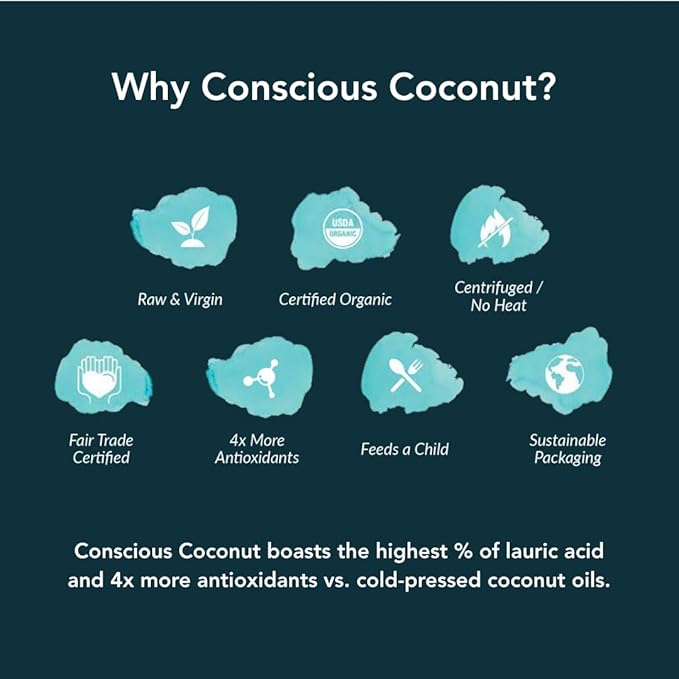Conscious Coconut Individual Coconut Oil Packets, Certified Organic, Fair Trade Travel Coconut Oil