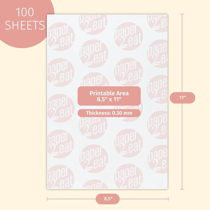 Printable Edible Wafer Paper Sheets from paper2eat (0.30 mm - 100 sheets/Vanilla)