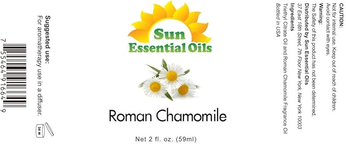 Sun Essential Oils - Roman Chamomile Essential Oil (2 oz) for Diffuser, Skin, Body, Face