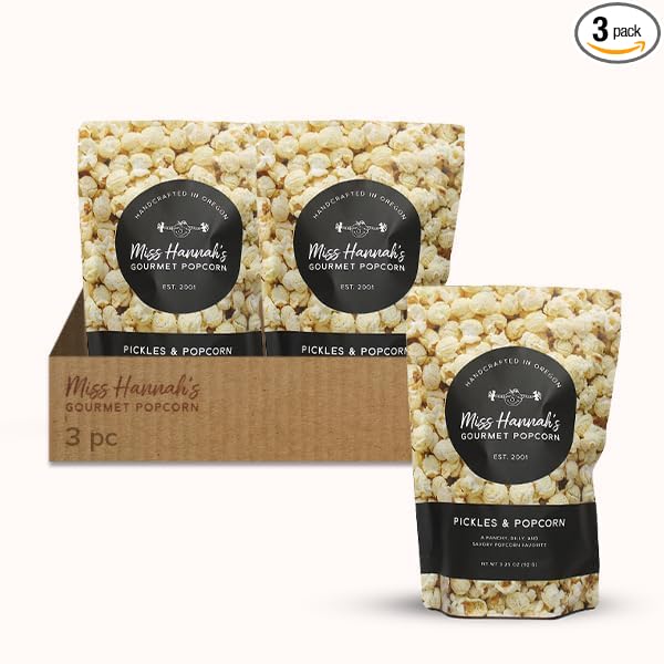 Miss Hannah's Gourmet Pickles & Popcorn - Ranchy Dill Flavor | Lightly Dusted, Gluten-Free Gourmet
