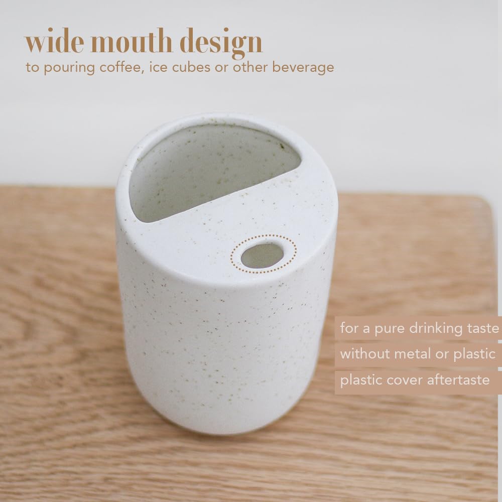 Handmade Ceramic Travel Coffee To Go Tumbler with Half Lid, 17oz Unique Tea Coffee Cup with Sip-top