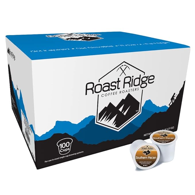 Roast Ridge Single Serve Coffee Pods for Keurig K-Cup Brewers, Southern Pecan, Medium Roast, 100