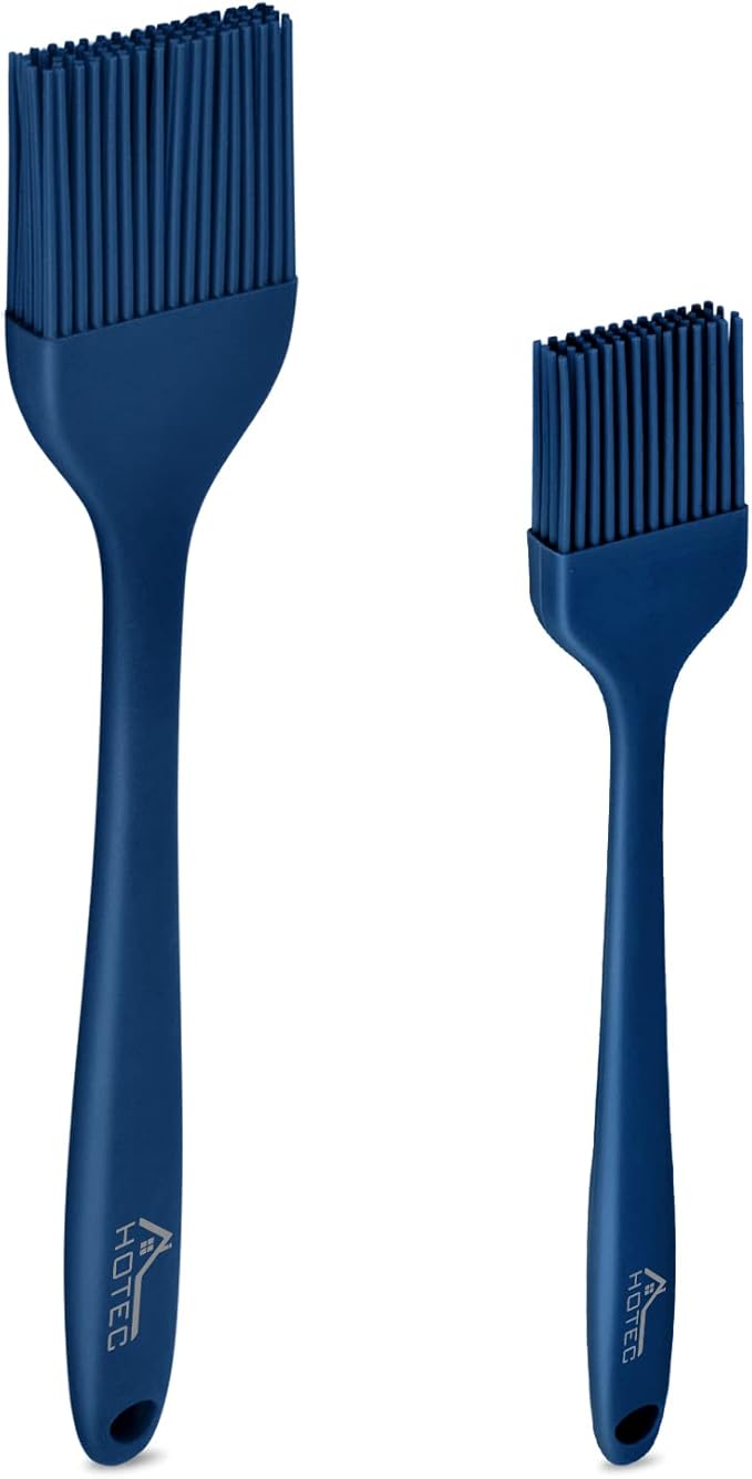 HOTEC 2 pieces Set Basting Brushes Silicone Heat Resistant Pastry Brushes Spread Oil Butter Sauce