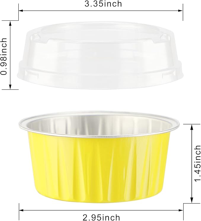 EUSOAR Aluminum Ramekins with Lids, 50pcs 5oz Aluminum Foil Baking Cups, Disposable Foil Ramekins