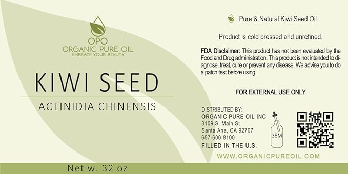 Kiwi Seed Oil - 32 oz - Pure, All Natural, Cold Pressed, Unrefined, Kiwi Oil Perfect for Hair
