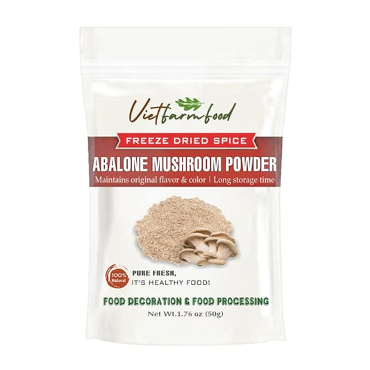 ABALONE MUSHROOM POWDER 1.76 Oz (50g) VIETFARMFOOD: Pure, natural freeze-dried spice made from real
