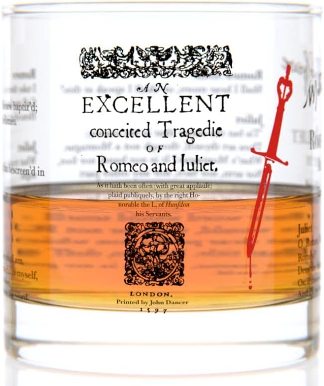Well Told Classic Literature Rocks Glass - Romeo and Juliet by William Shakespeare - Old Fashioned