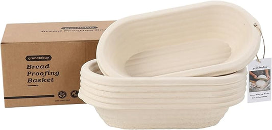 6x 12inch Oval Pulp Bread Proofing Basket Sourdough Banneton Bortform with 30pcs Liner Cover Bread