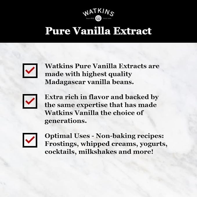 Watkins Pure Vanilla Extract, with Madagascar Vanilla Beans, Non-GMO, Kosher, 4 oz. Bottle, 1-Pack