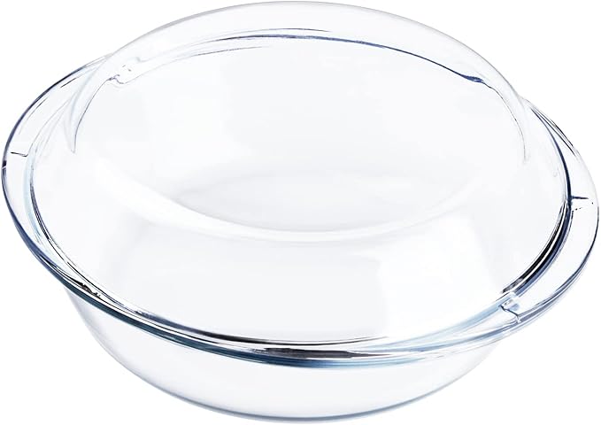 Round Glass Casserole Dish with Glass Lid, Nesting Glass Baking Dish, Heat, Cold and Shock Proof