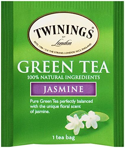 Twinings Green Tea with Jasmine Individually Wrapped Bags, 20 Count (Pack of 1), Fragrant Floral