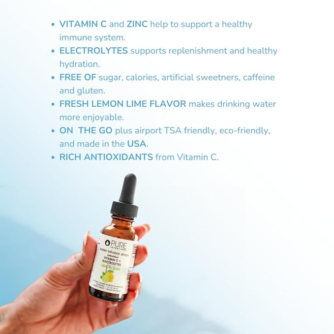 Pure Inventions - Lemon Lime Water Infusion Drops - Antioxidants, Vitamin C & Electrolytes - Health