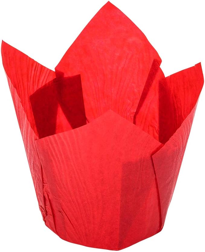 Restaurantware Panificio Premium 4 oz Red Paper Tulip Baking Cup: Paper Baking Cups Perfect for