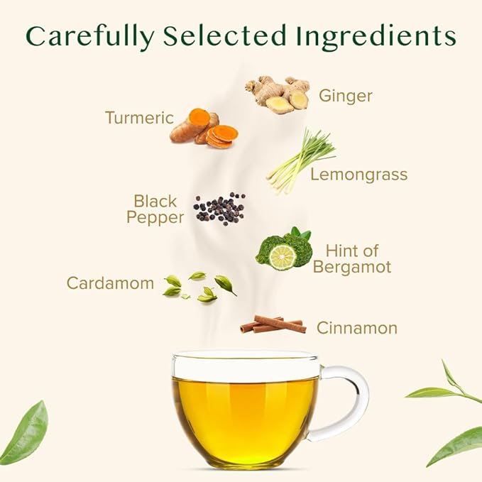 VAHDAM, Turmeric Spice Herbal Tea Bags (100 Pyramid Tea Bags) | Caffeine Free, Non GMO & Gluten