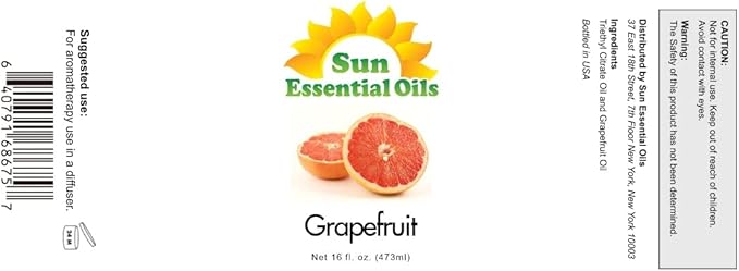 Sun Essential Oils Grapefruit Essential Oil 16oz Bulk for Aromatherapy, Diffuser, Enhance Mood, and