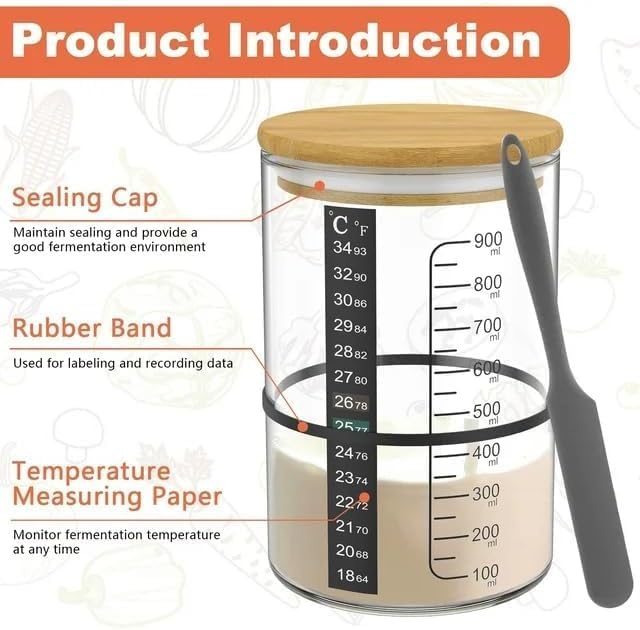 Pro Sourdough Bread Starter Kit - 34 oz sourdough jar with 5 unique features for the perfect sour