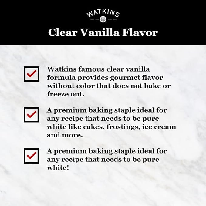 Watkins Clear Vanilla Flavor, 11 fl. oz. Bottle, 1 Count (Packaging May Vary)