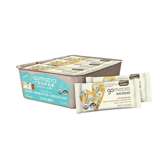 GoMacro MacroBar Organic Vegan Protein Bars - Coconut + Almond Butter + Chocolate Chips (2.3 Ounce