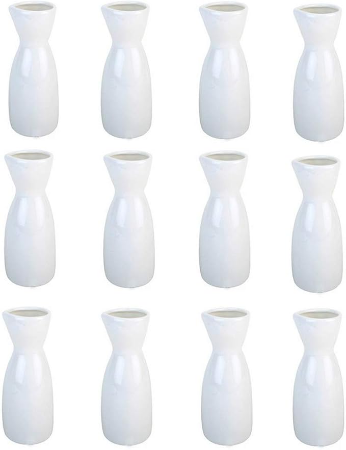 JapanBargain, Porcelain Sake Carafe Sake Bottle for Cold Sake and Hot Sake Microwave Safe (12, 4 oz