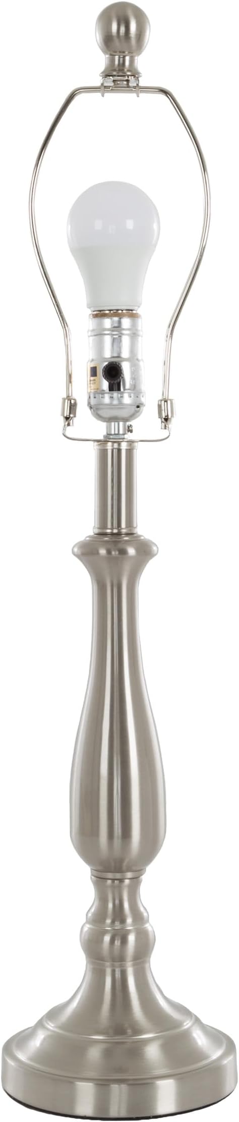 Brushed Steel Table Lamps - Set of 2 Traditional Accent Lights with LED Bulbs - Home Décor for