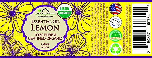 US Organic 100% Pure Lemon Essential Oil - USDA Certified Organic, Cold Pressed - W/Euro droppers