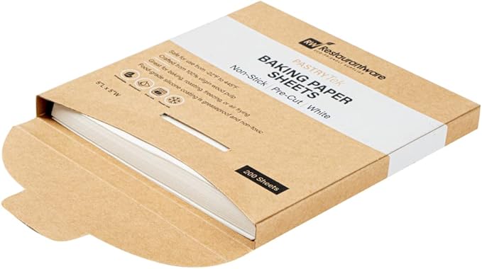 Restaurantware Pastry Tek 5 x 5 Inch Parchment Paper Sheets 200 Greaseproof Baking Sheets For Oven - Pre-cut Double-Sided Silicone Coating White Paper Nonstick Baking Sheets Reusable