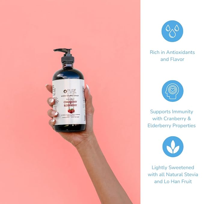 Pure Inventions - Cranberry & Elderberry Water Infusion Drops - Antioxidants & Electrolytes -Health